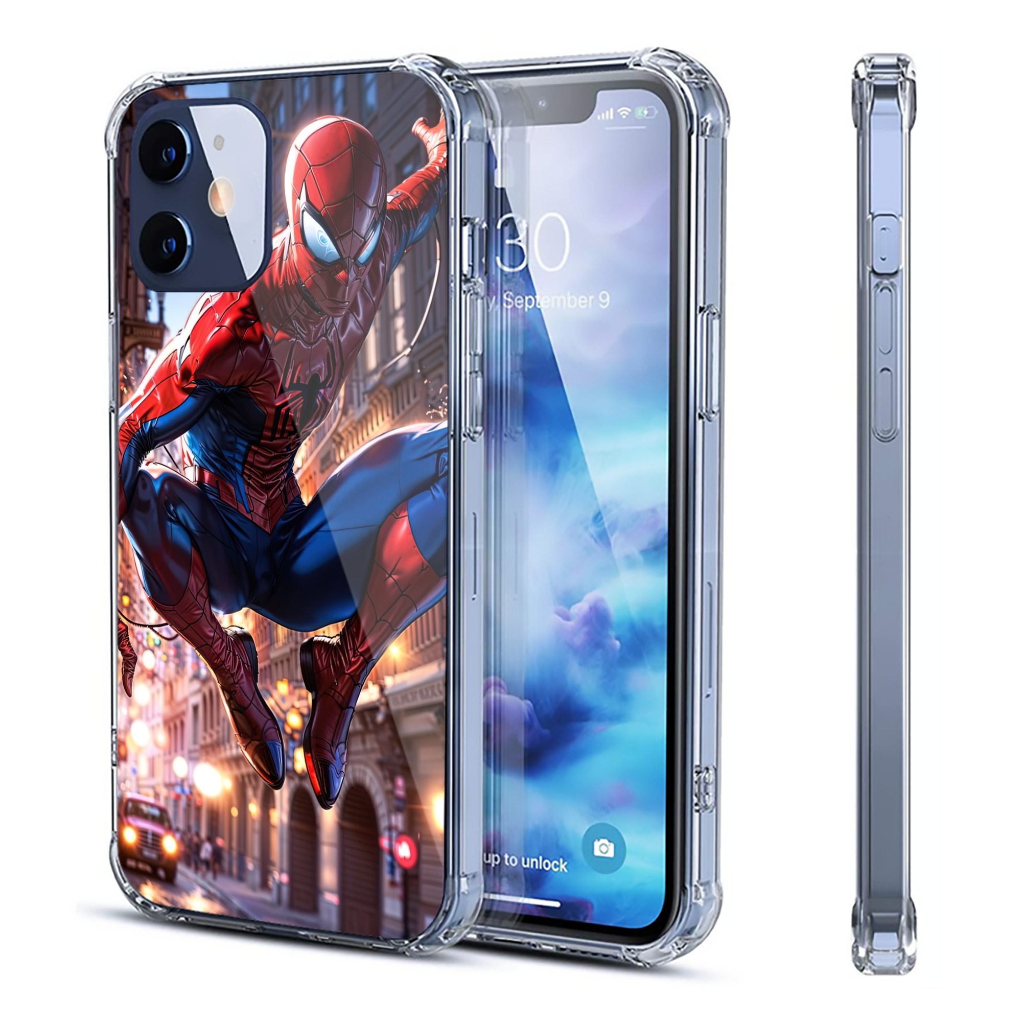 （画像用） Spider Man スパイダーマン 【iPhone 12シリーズ対応】透明スマホケース（クリアソフトケース）
